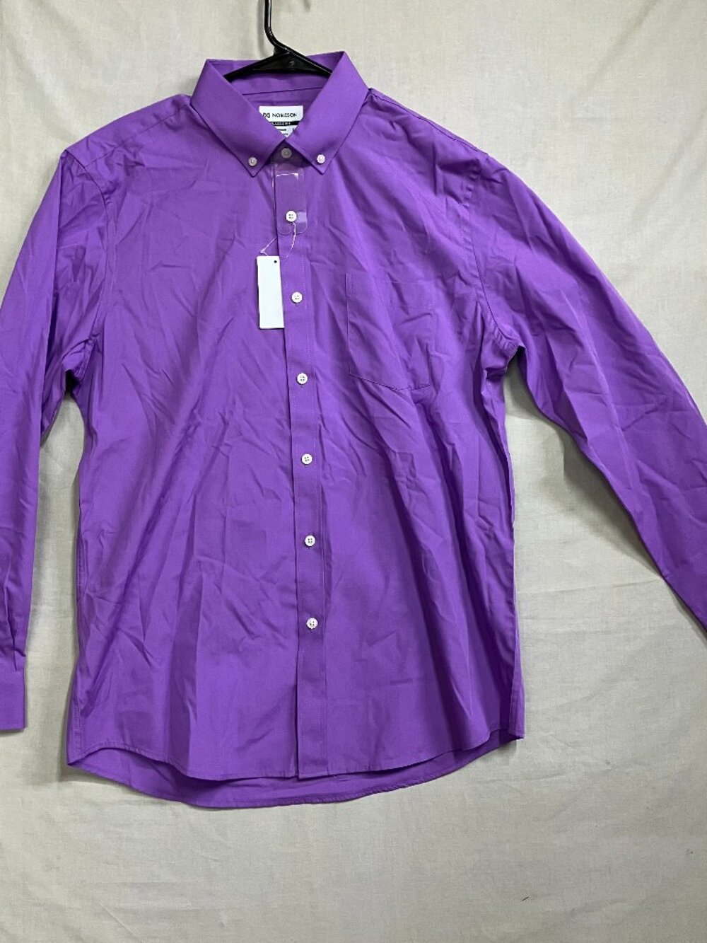 Nobleson Dress Shirt Men Medium 15-15.5 Purple Classic Fit Button Down Cotton
